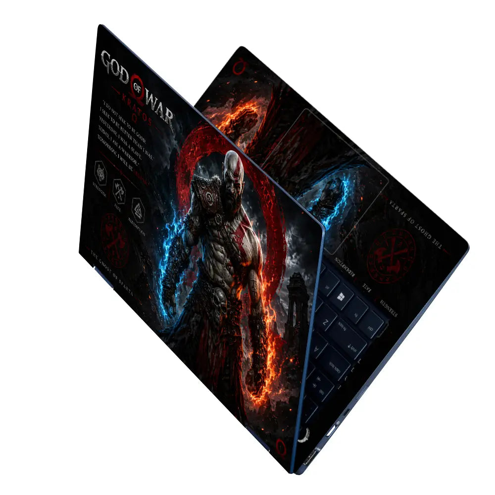 Gaming God Of War Kratos Skull Dual Weapons Laptop Skin - View 2