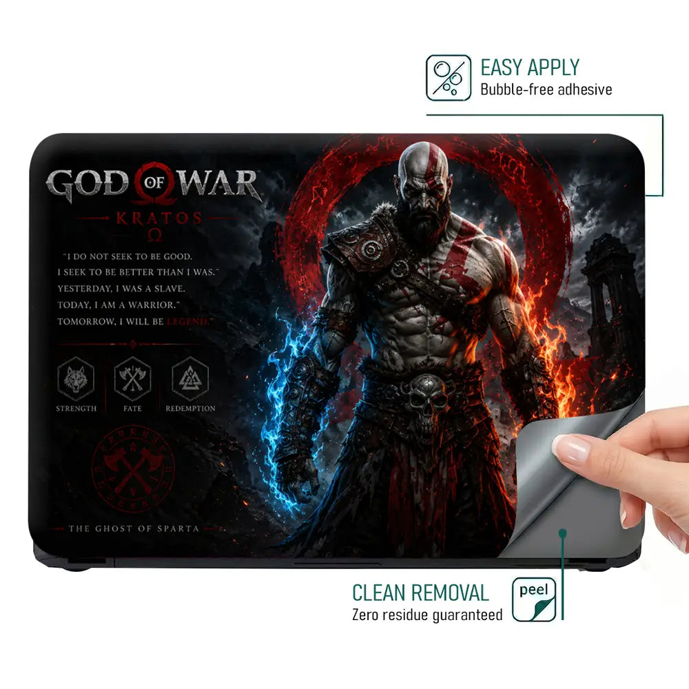 Gaming God Of War Kratos Skull Dual Weapons Laptop Skin - View 4