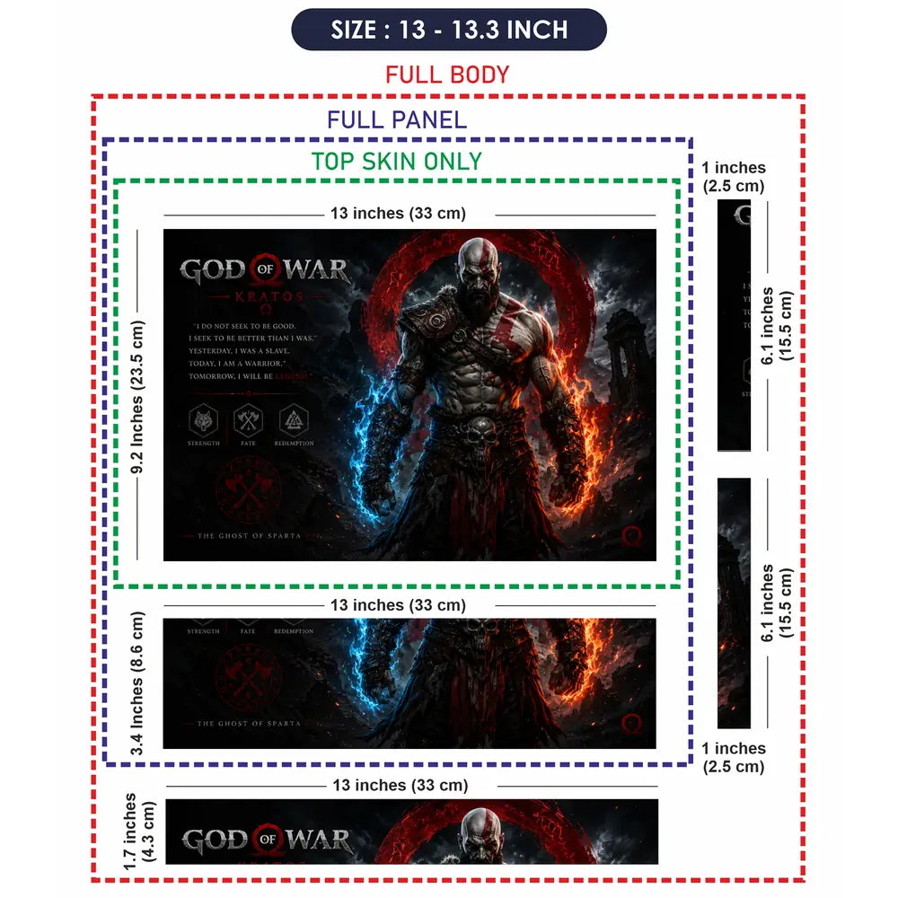 Gaming God Of War Kratos Skull Dual Weapons Laptop Skin - View 6