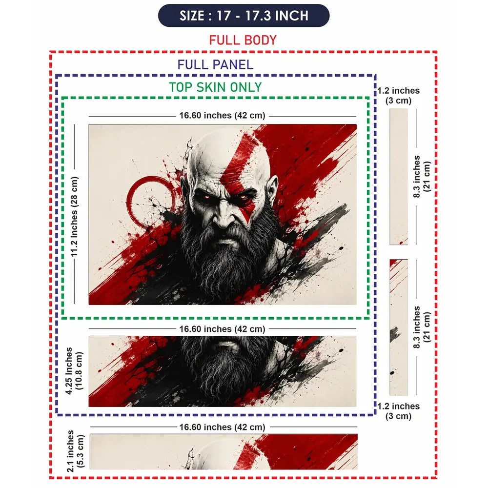 Gaming God Of War Kratos Splash Art Face Laptop Skin - View 9