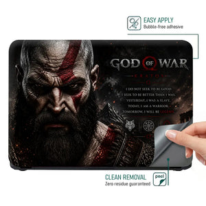 Gaming God Of War Kratos Stoic Quote Face Laptop Skin - View 4