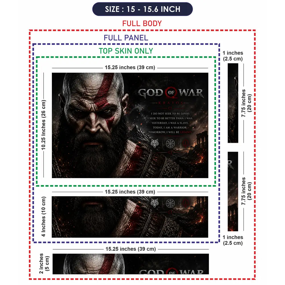 Gaming God Of War Kratos Stoic Quote Face Laptop Skin - View 8