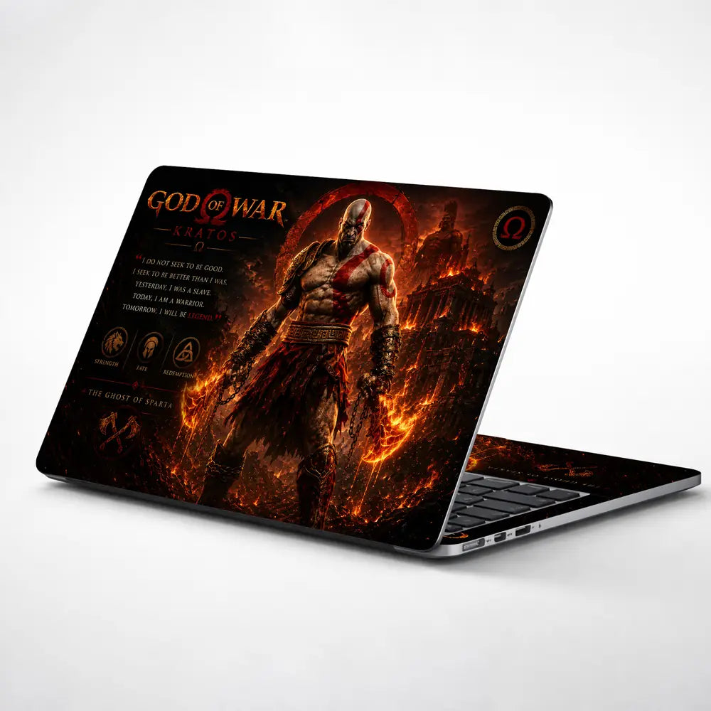 Gaming God Of War Kratos Temple Background Laptop Skin - View 1