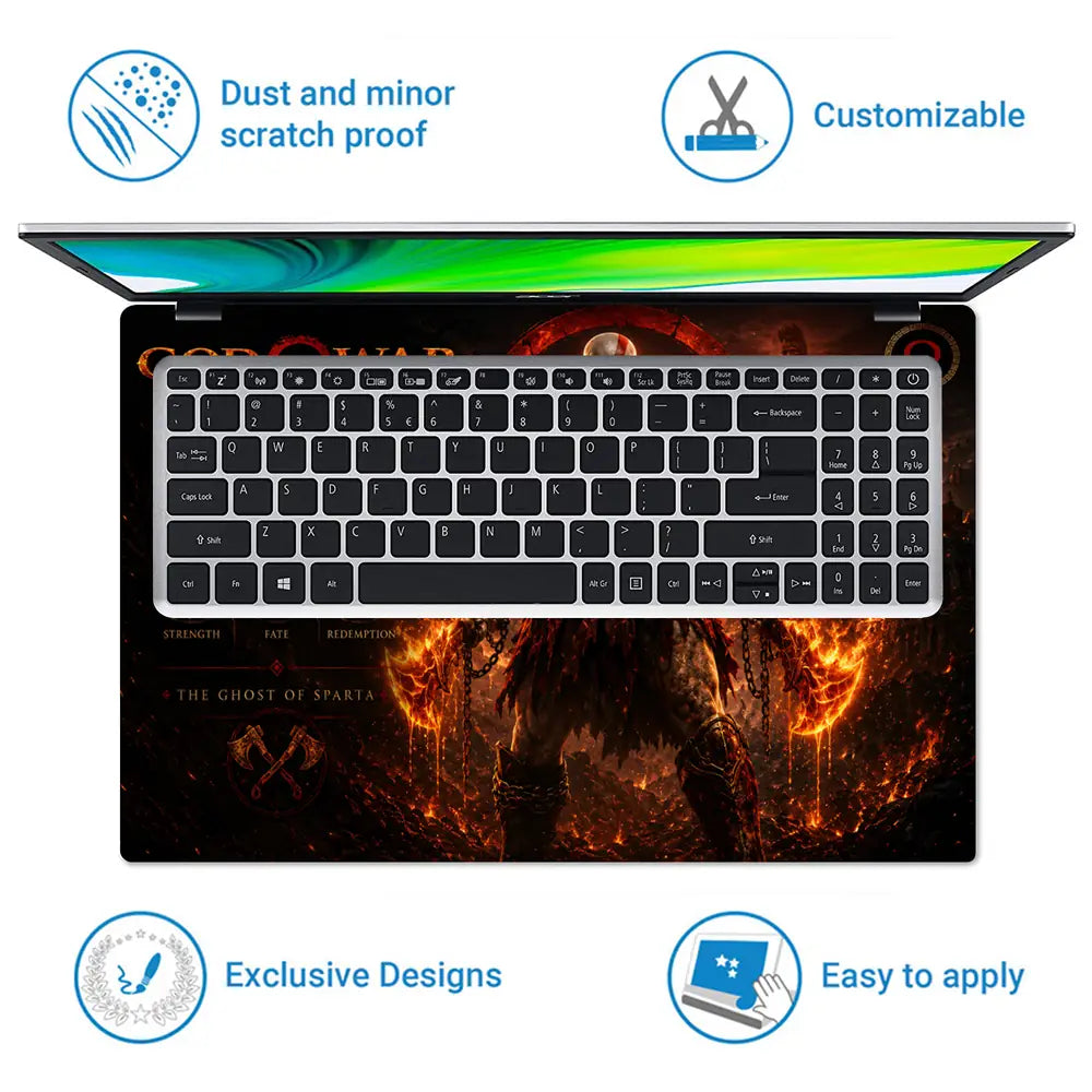 Gaming God Of War Kratos Temple Background Laptop Skin - View 5