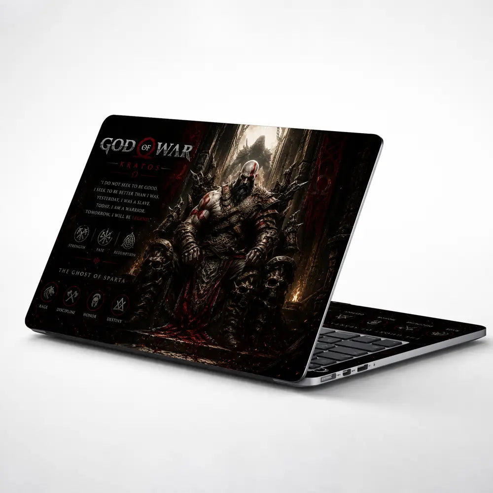 Gaming God Of War Kratos Throne Sitting Laptop Skin - View 1