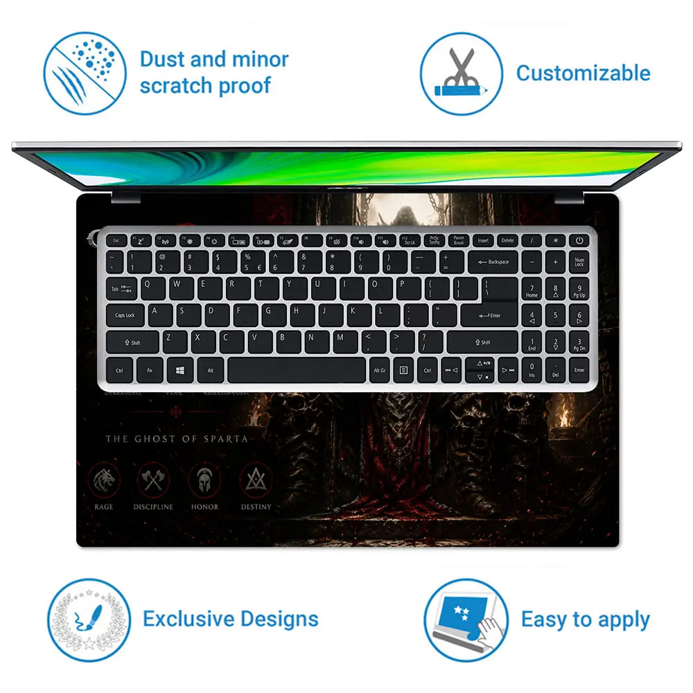 Gaming God Of War Kratos Throne Sitting Laptop Skin - View 5