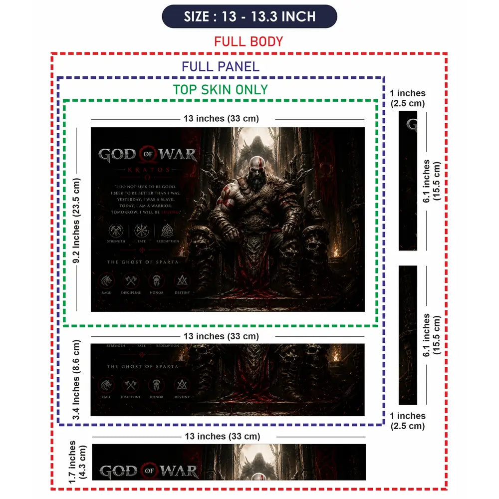 Gaming God Of War Kratos Throne Sitting Laptop Skin - View 6