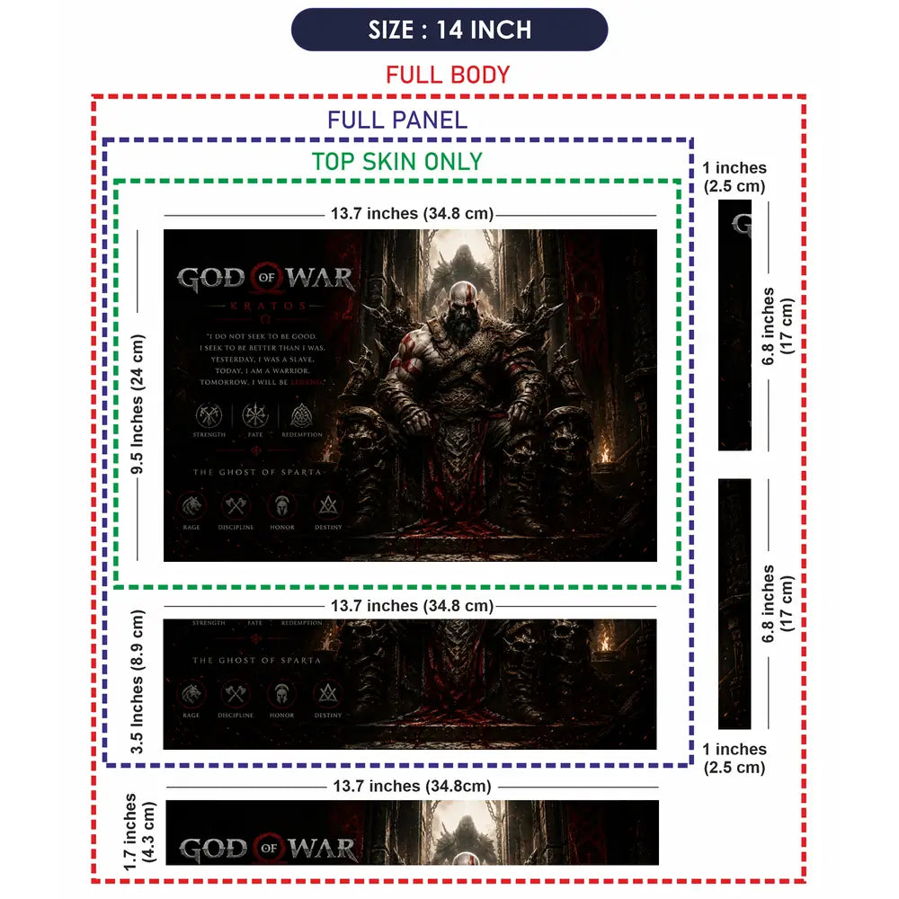 Gaming God Of War Kratos Throne Sitting Laptop Skin - View 7