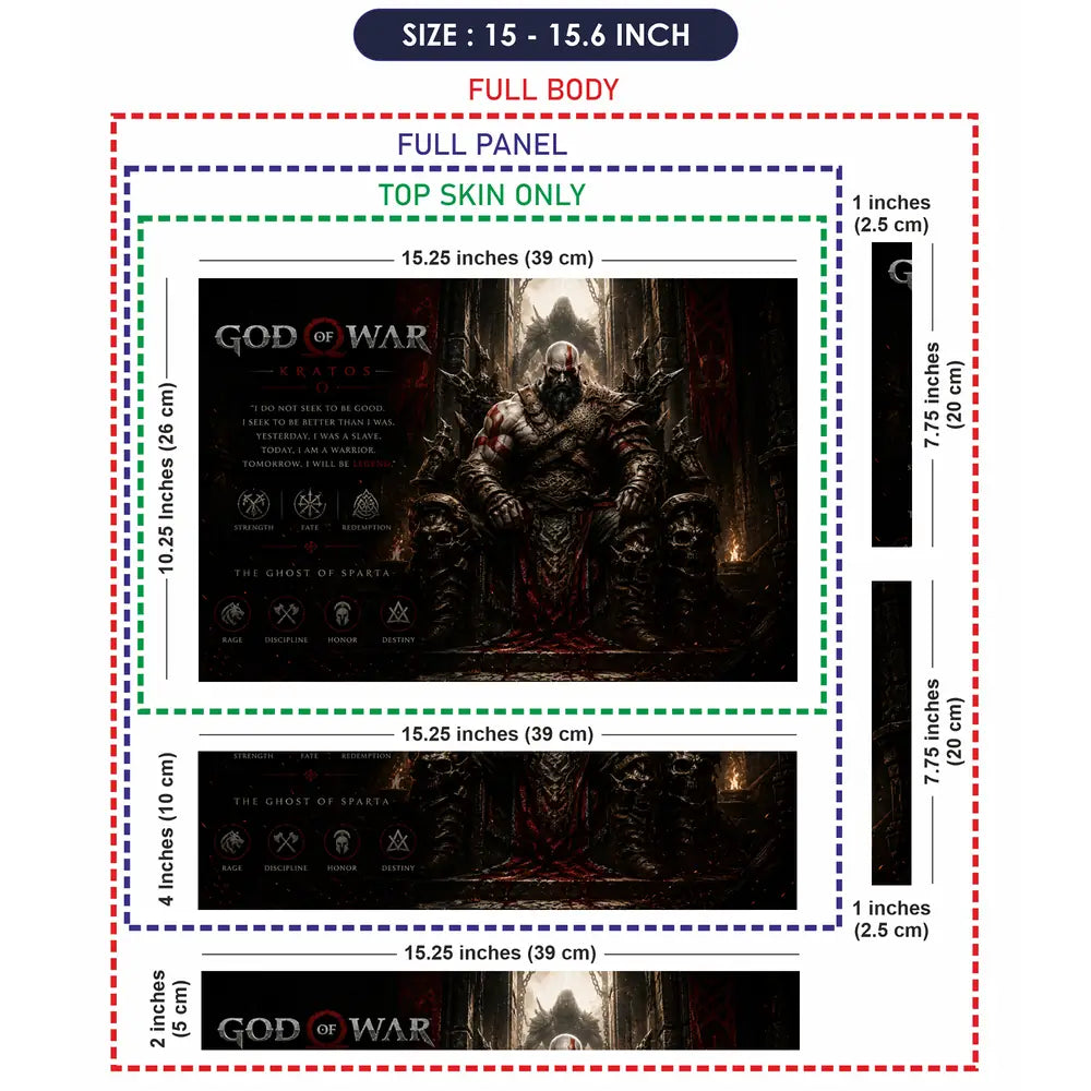 Gaming God Of War Kratos Throne Sitting Laptop Skin - View 8