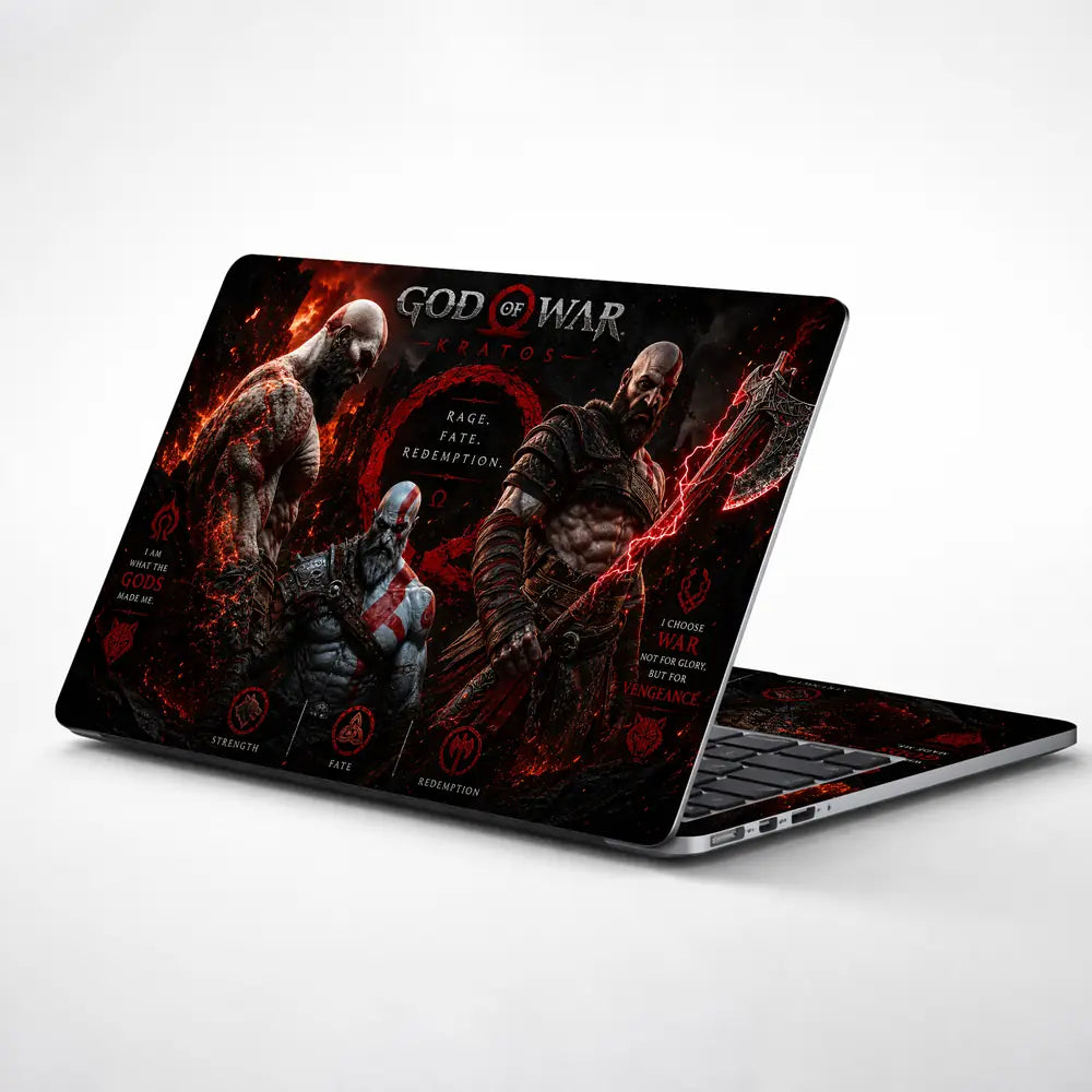 Gaming God Of War Kratos Trinity Past Present Laptop Skin - View 1
