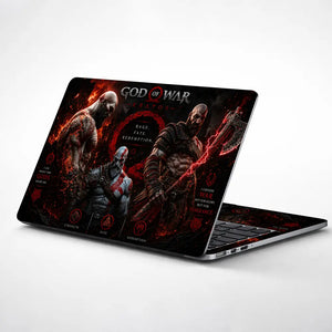 Gaming God Of War Kratos Trinity Past Present Laptop Skin - View 1