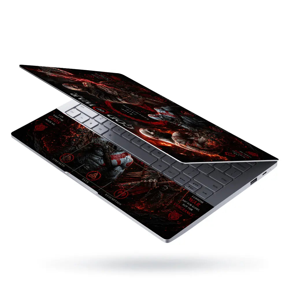Gaming God Of War Kratos Trinity Past Present Laptop Skin - View 3
