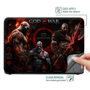 Gaming God Of War Kratos Trinity Past Present Laptop Skin - View 4