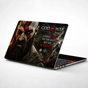 Gaming God Of War Kratos Vengeance Face Quote Laptop Skin - View 1