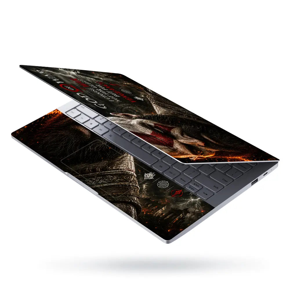 Gaming God Of War Kratos Vengeance Face Quote Laptop Skin - View 3