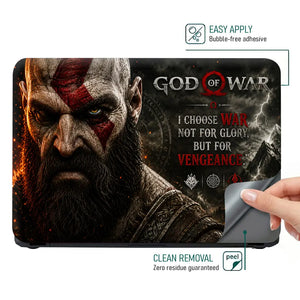 Gaming God Of War Kratos Vengeance Face Quote Laptop Skin - View 4