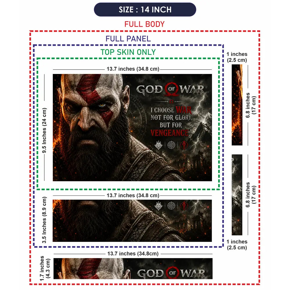 Gaming God Of War Kratos Vengeance Face Quote Laptop Skin - View 7