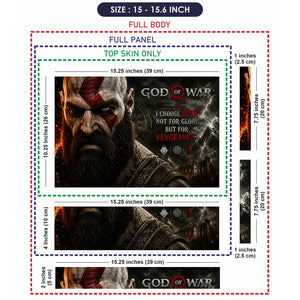 Gaming God Of War Kratos Vengeance Face Quote Laptop Skin - View 8