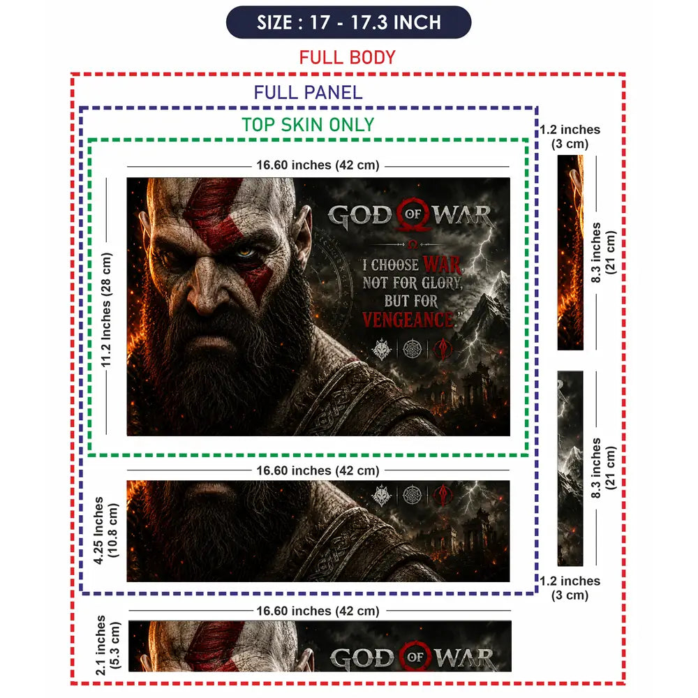 Gaming God Of War Kratos Vengeance Face Quote Laptop Skin - View 9
