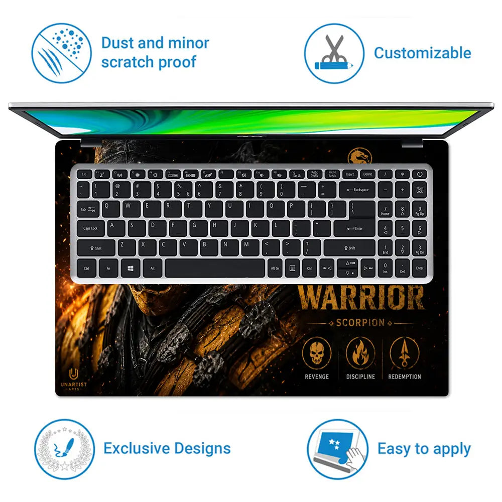 Gaming Mortal Kombat Scorpion Warrior Laptop Skin - View 5