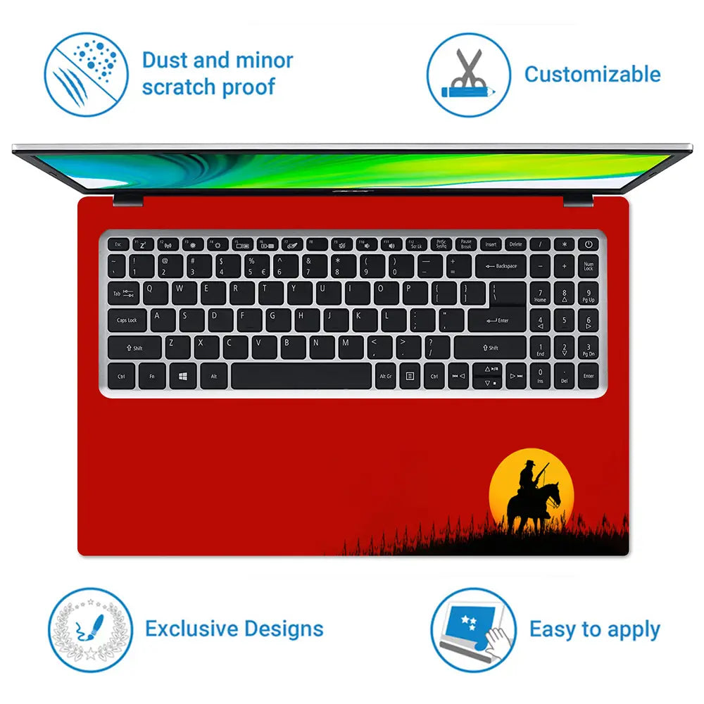 Gaming Red Dead 2 Cowboy Sunset Laptop Skin - View 5