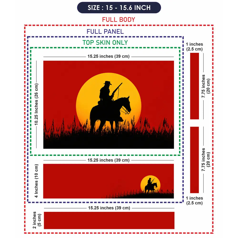 Gaming Red Dead 2 Cowboy Sunset Laptop Skin - View 8