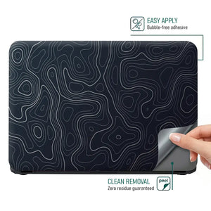 Geometric Black And White Wavy Lines Laptop Skin - View 4