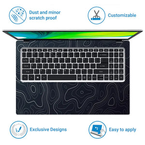 Geometric Black And White Wavy Lines Laptop Skin - View 5