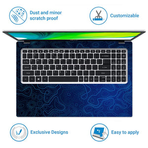 Geometric Blue Contour Lines Abstract Design Laptop Skin - View 5