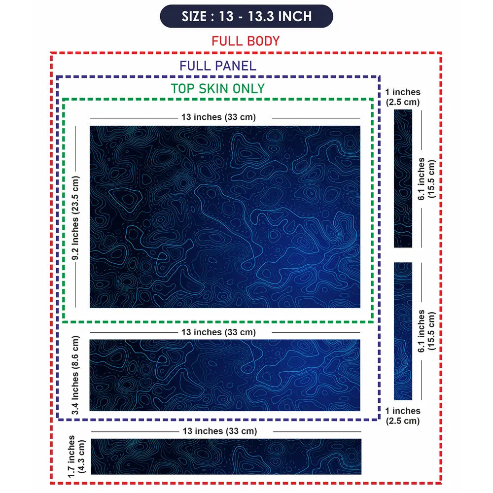 Geometric Blue Contour Lines Abstract Design Laptop Skin - View 6