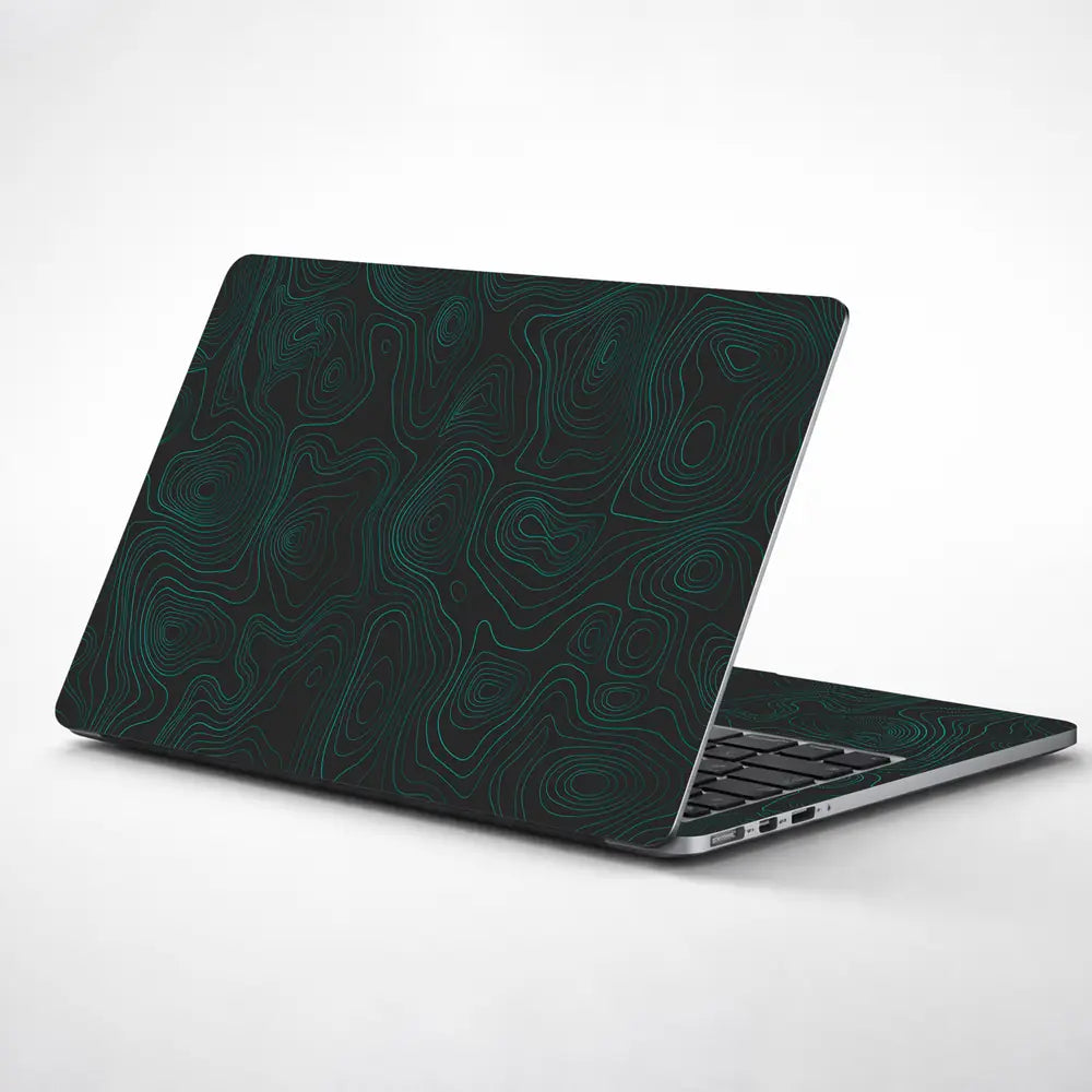 Geometric Lines On Black Background Laptop Skin - View 1