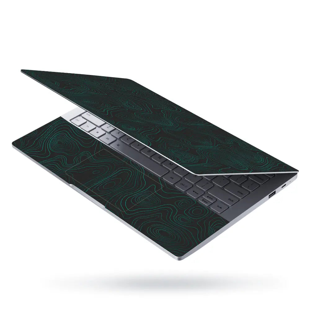 Geometric Lines On Black Background Laptop Skin - View 3