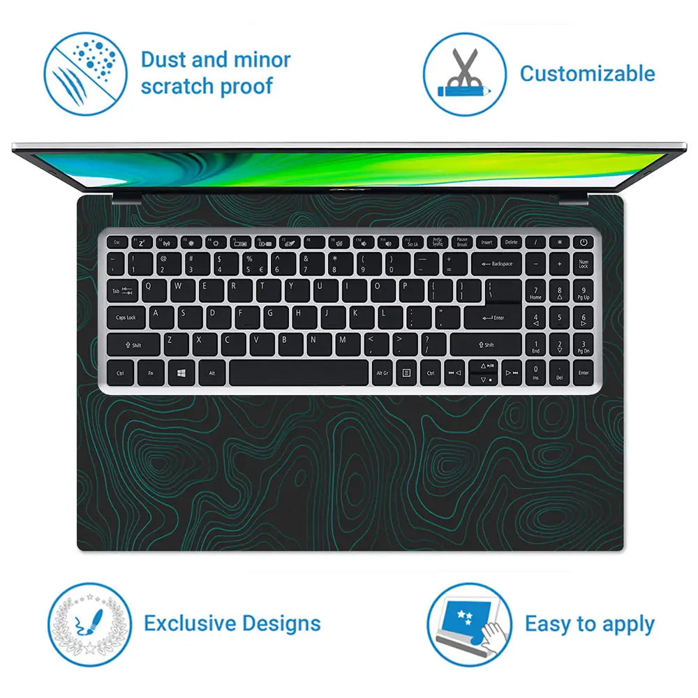 Geometric Lines On Black Background Laptop Skin - View 5