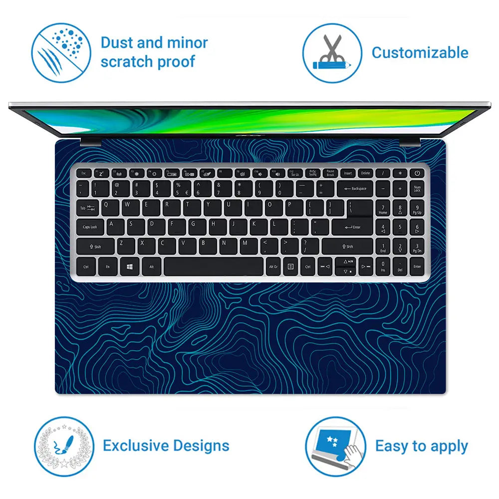 Geometric Lines On Dark Background Laptop Skin - View 5