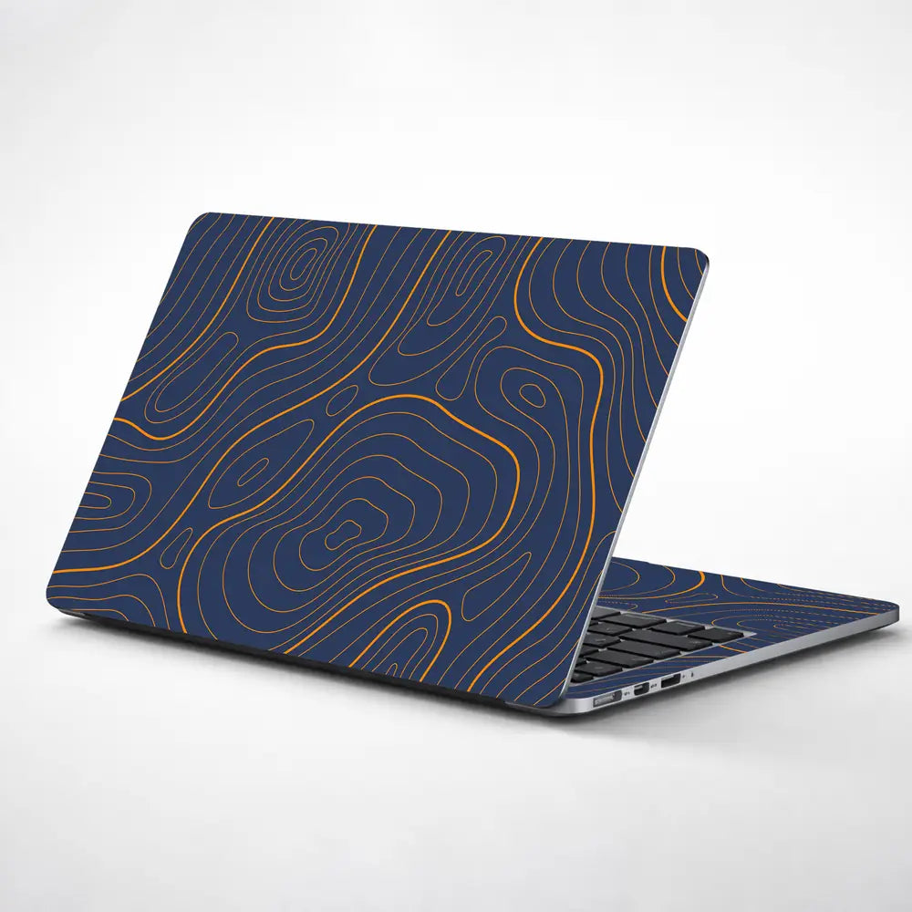 Geometric Lines On Deep Blue Background Laptop Skin - View 1