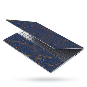Geometric Lines On Deep Blue Background Laptop Skin - View 3