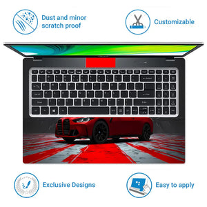Geometric Red Car In Dramatic Setting Laptop Skin - View 5