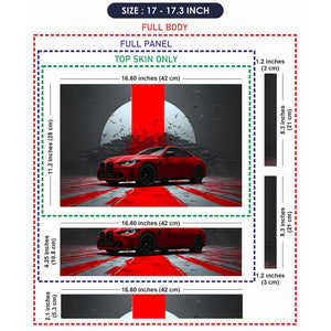 Geometric Red Car In Dramatic Setting Laptop Skin - View 9