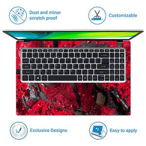 Geometric Red Deadpool Action Scene Laptop Skin - View 5