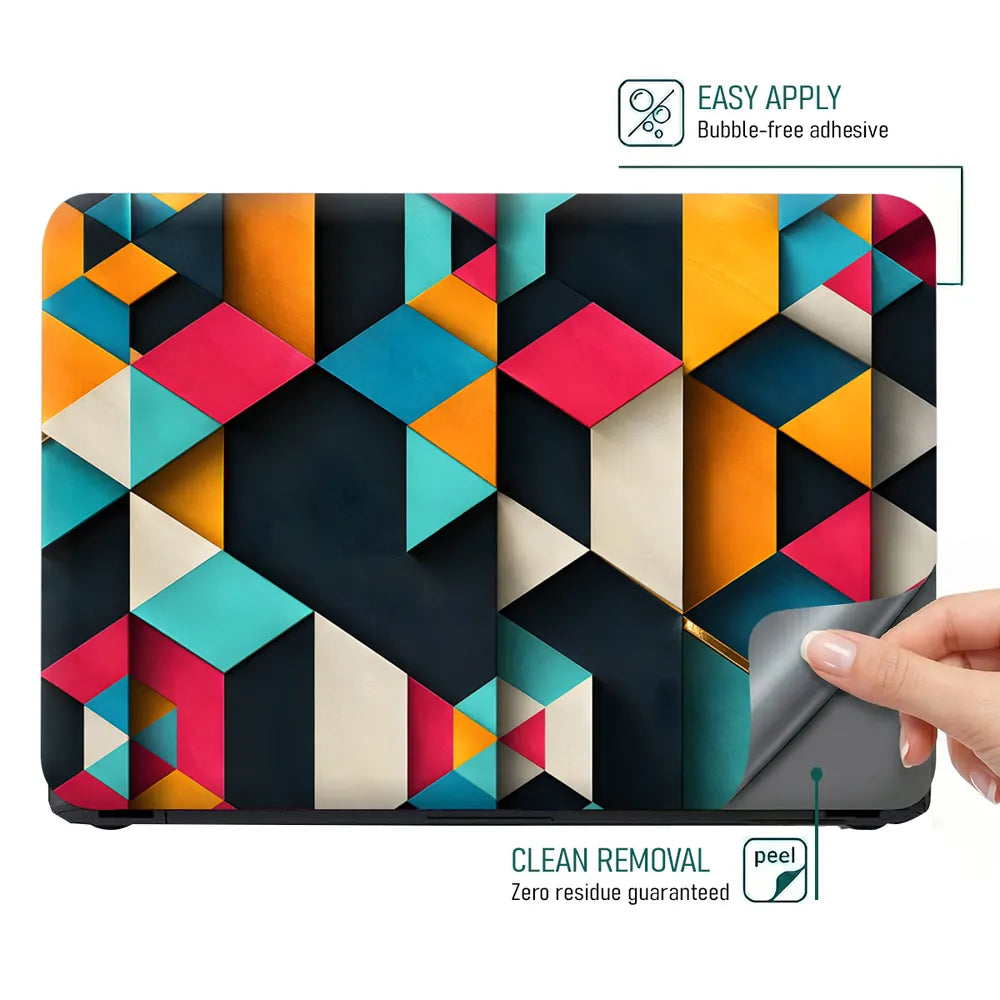 Geometric Relief Triangles Laptop Skin - View 4