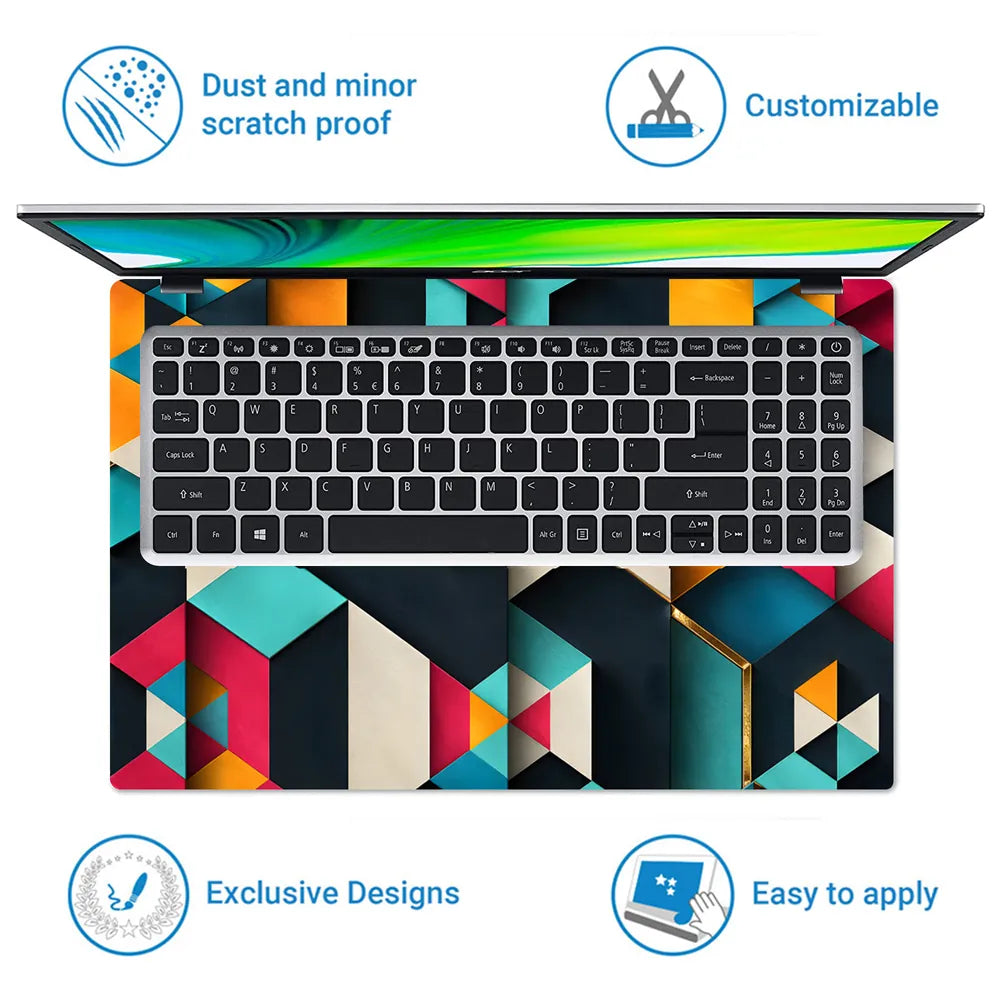 Geometric Relief Triangles Laptop Skin - View 5