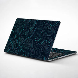 Geometric Waves On Dark Background Laptop Skin - View 1
