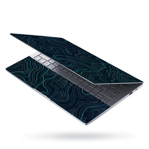 Geometric Waves On Dark Background Laptop Skin - View 3