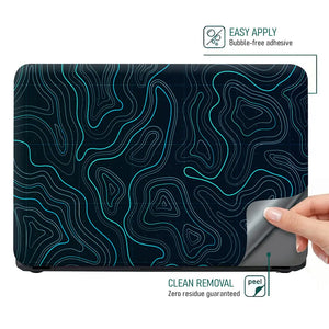 Geometric Waves On Dark Background Laptop Skin - View 4