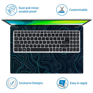 Geometric Waves On Dark Background Laptop Skin - View 5