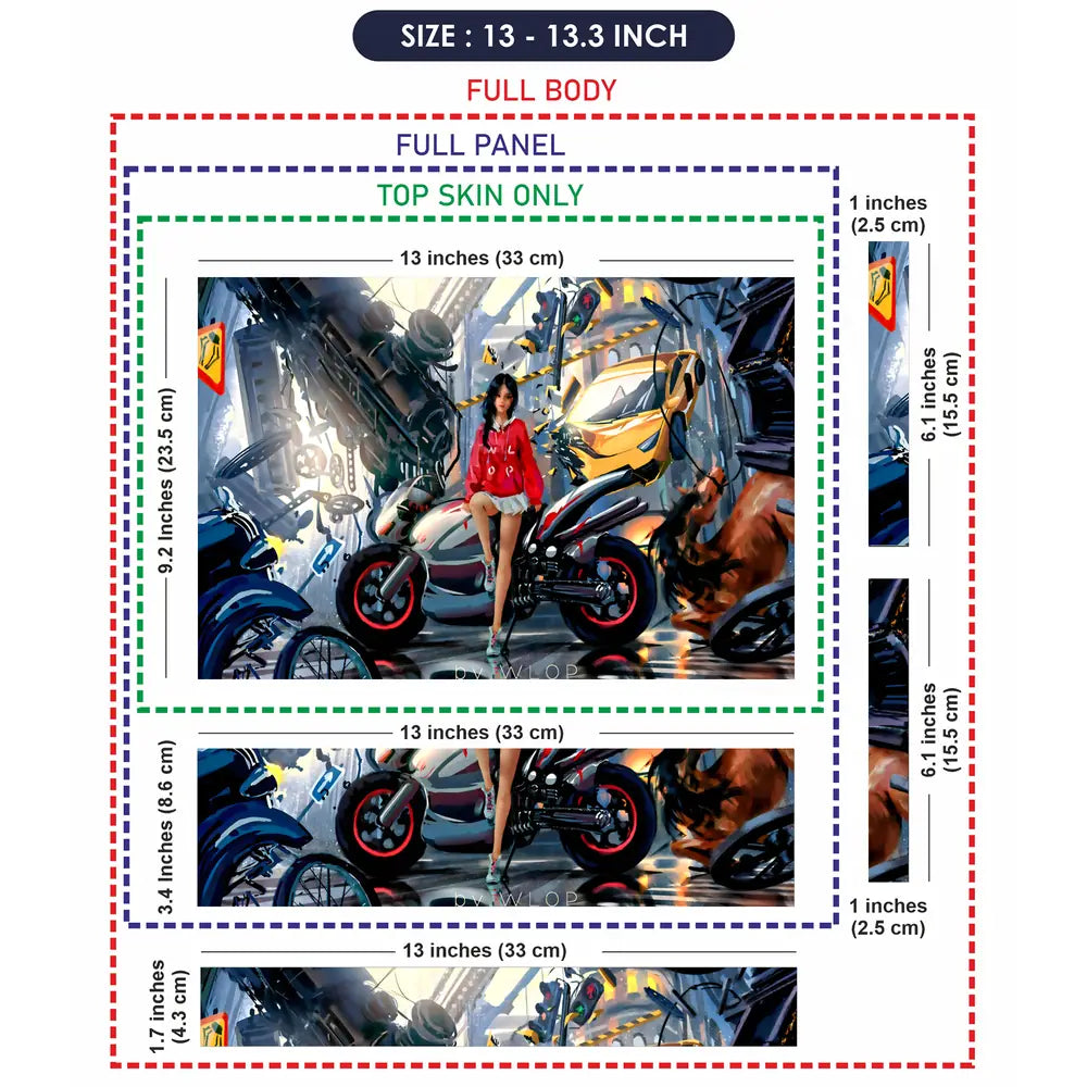 Girl with Motorcycle Sci-Fi Art Laptop Skin - View 6