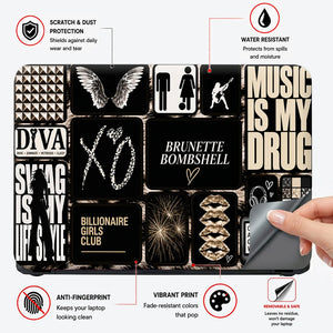 Glam Rock Typography Moodboard Laptop Skin - View 4