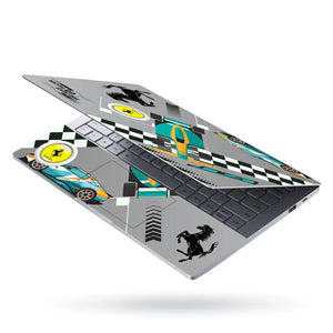 Go Faster Teal & Orange Racing Car Laptop Skin - View 3