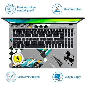 Go Faster Teal & Orange Racing Car Laptop Skin - View 5