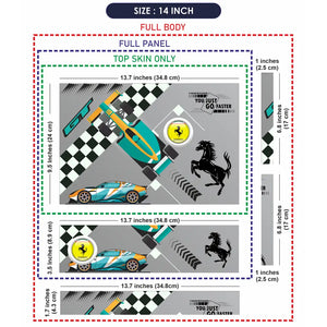 Go Faster Teal & Orange Racing Car Laptop Skin - View 7